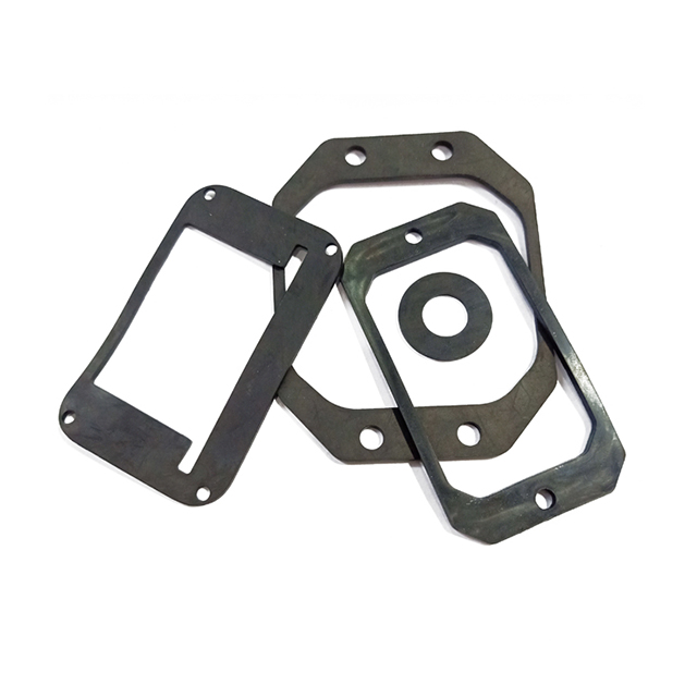 Precision cut rubber gasket showing exact bolt hole dimensions and spacing